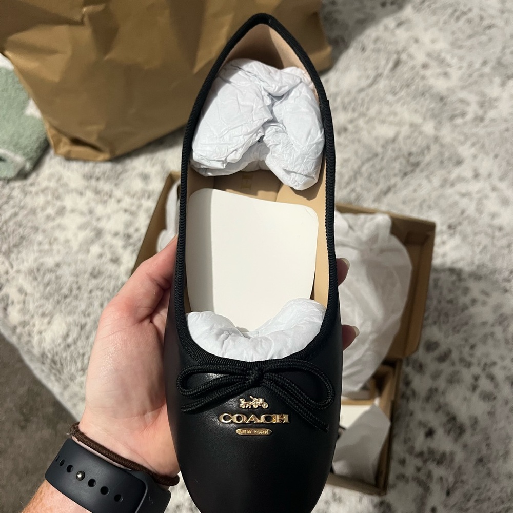 Coach Black Leather Loafers Flats